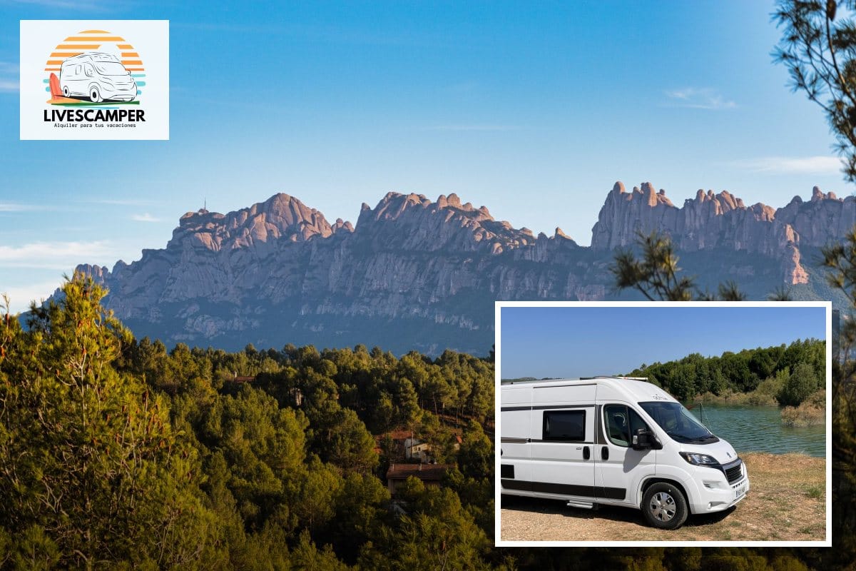 Furgoneta camper Giottivan 60B de LivesCamper con Montserrat al fondo