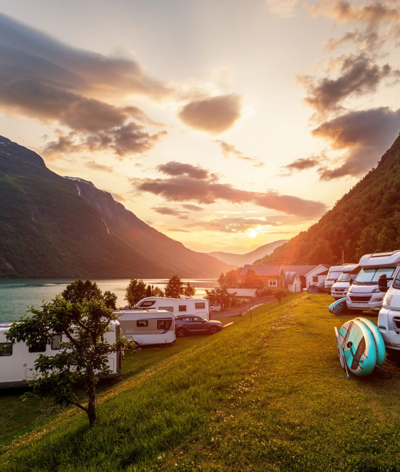 Family vacation travel RV, holiday trip in motorhome, Caravan car Vacation.